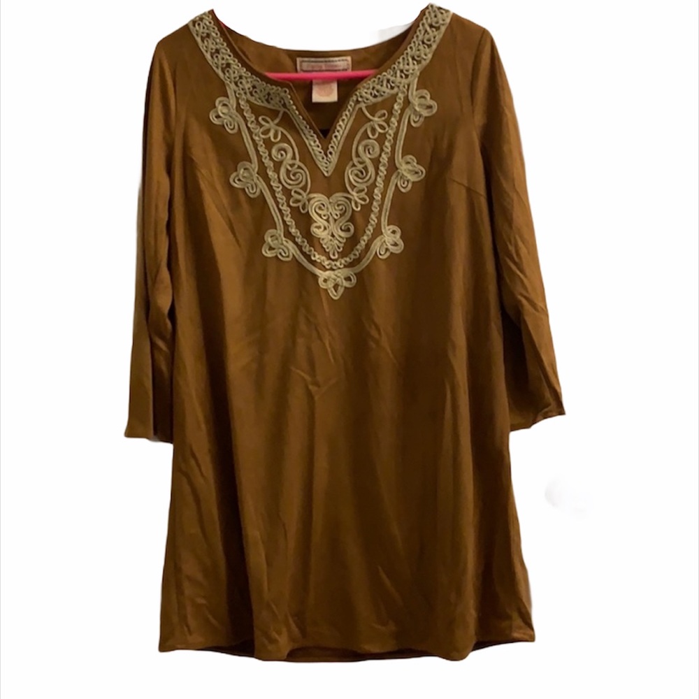 Flying Tomato brown suede embroidered dress medium